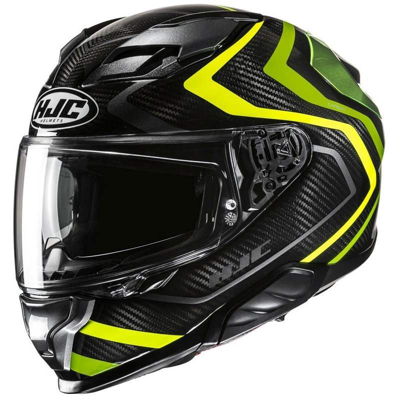 Integraalne mootorratta kiiver HJC F71 Carbon Nevio MC3H must-floo roheline