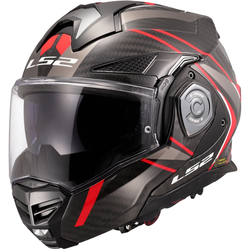 LS2 FF901 Advant X C Future II must ja punane kokkupandav mootorratta kiiver