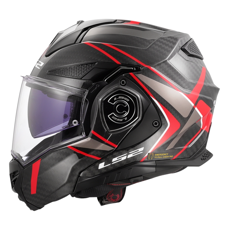 LS2 FF901 Advant X C Future II must ja punane kokkupandav mootorratta kiiver