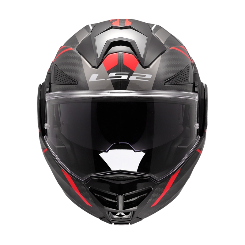 LS2 FF901 Advant X C Future II must ja punane kokkupandav mootorratta kiiver
