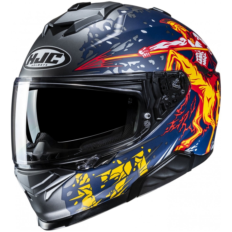 Integreeritud mootorratta kiiver HJC i71 Taurus MC1SF sinihall-kollane