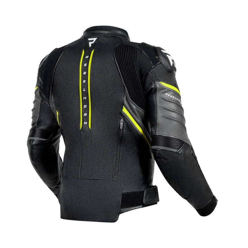 Rebelhorn Veloce must-hall-fluo kollane nahast mootorratta jakk