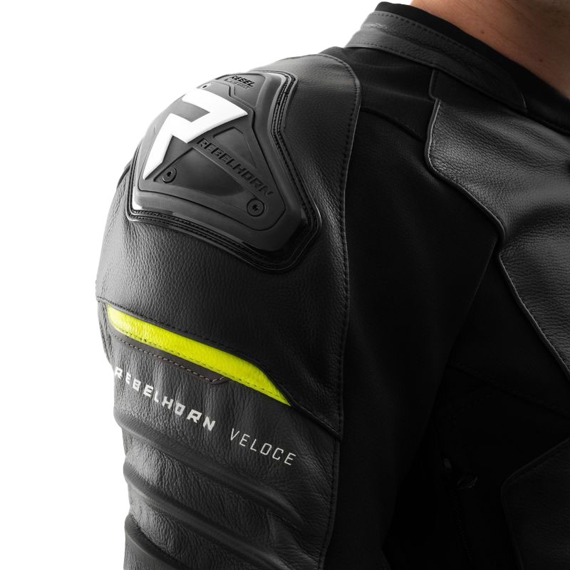 Rebelhorn Veloce must-hall-fluo kollane nahast mootorratta jakk