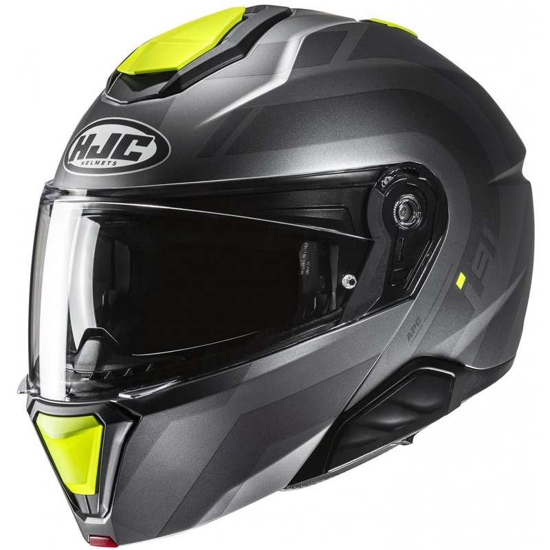 Flip-up mootorratta kiiver HJC i91 Arven MC3HSF hall-must-fluo kollane