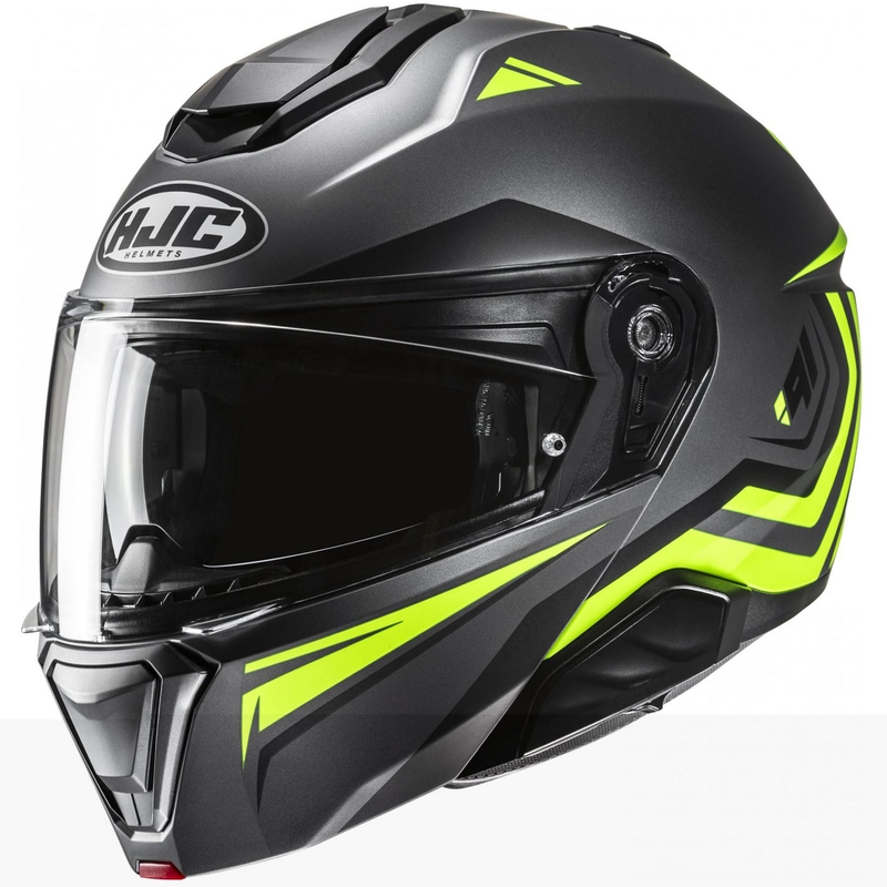 Flip-up mootorratta kiiver HJC i91 Tricus MC3HSF must-fluo kollane