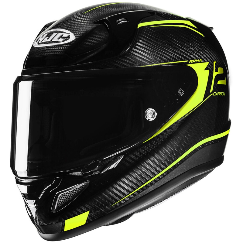 Integreeritud mootorratta kiiver HJC RPHA 12 CARBON Keres MC3H fluo kollane-must