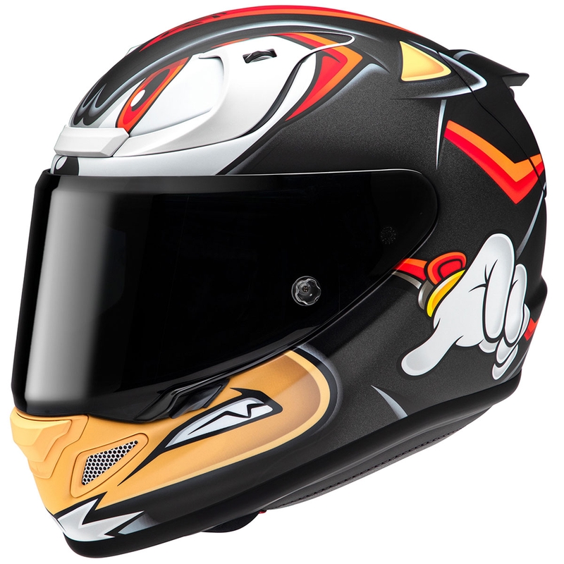 Integreeritud mootorratta kiiver HJC RPHA 12 Shadow The Hedgehog MC1SF must-punane-oranž allahindlus