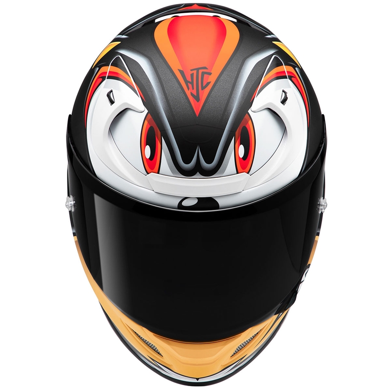 Integreeritud mootorratta kiiver HJC RPHA 12 Shadow The Hedgehog MC1SF must-punane-oranž allahindlus