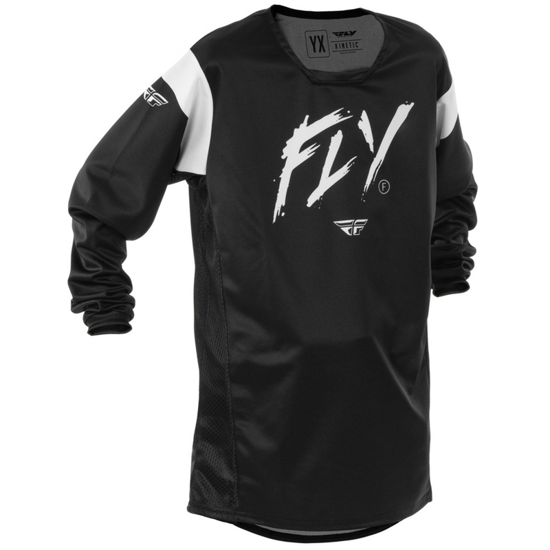 Laste motokrossitrikoo FLY Racing Kinetic Stoke must ja valge