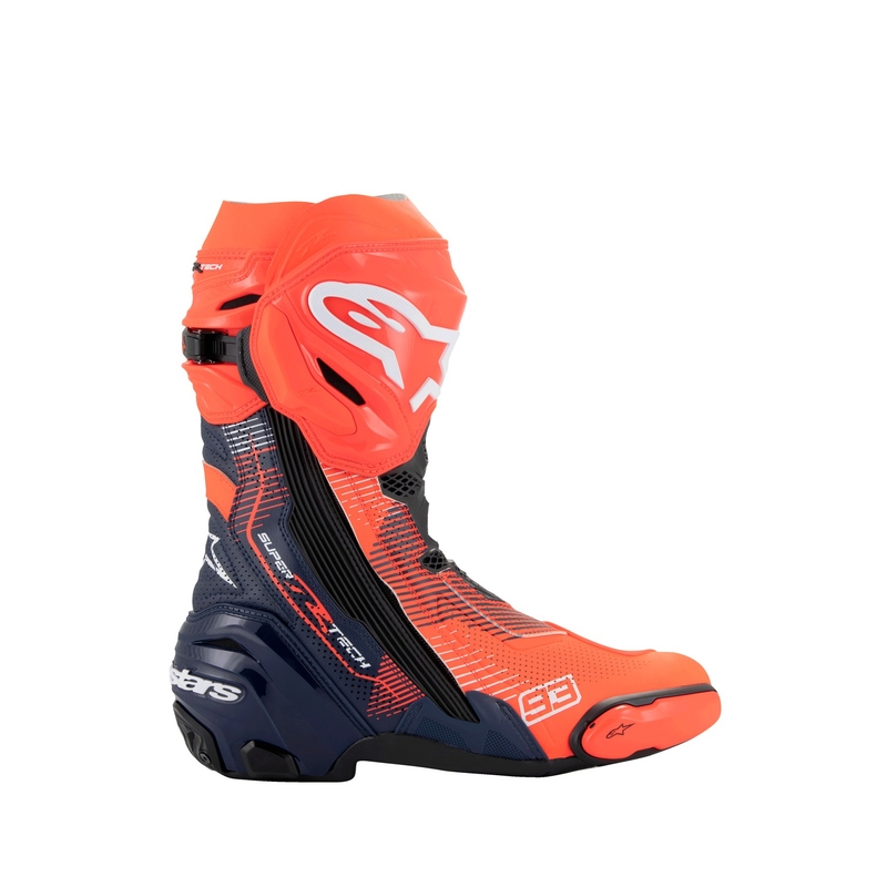 Alpinestars Supertech R Vented Limited Edition MM93 Marc Marquez fluo punane-sinine-mustad mootorratta saapad