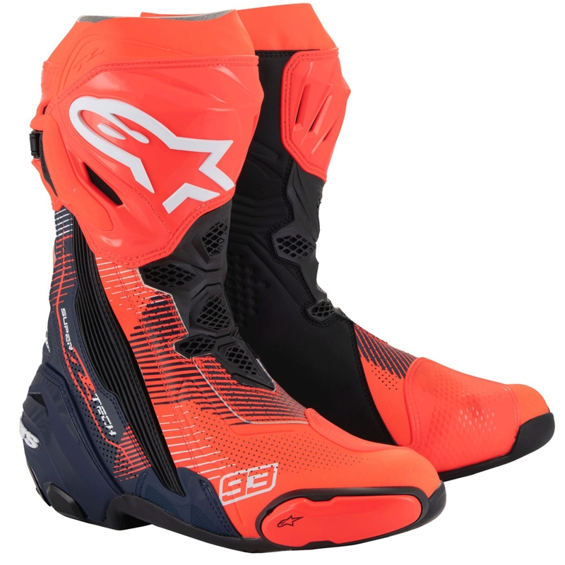 Alpinestars Supertech R Vented Limited Edition MM93 Marc Marquez fluo punane-sinine-mustad mootorratta saapad