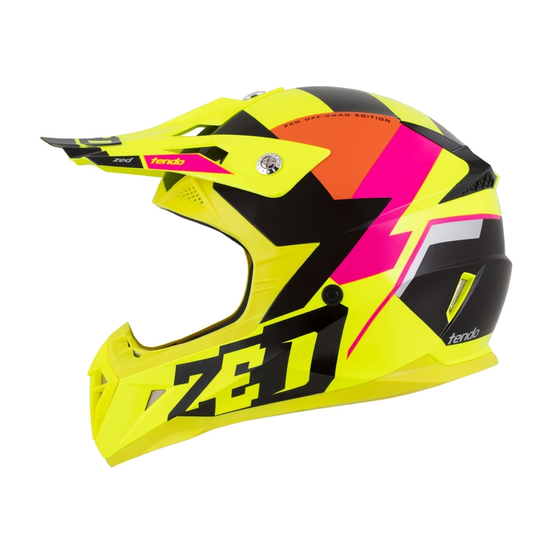 Motokross kiiver ZED X1.9 Tendo fluo kollane-roosa-oranž-must