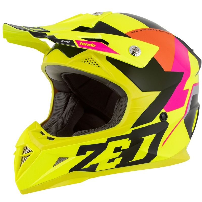 Motokross kiiver ZED X1.9 Tendo fluo kollane-roosa-oranž-must