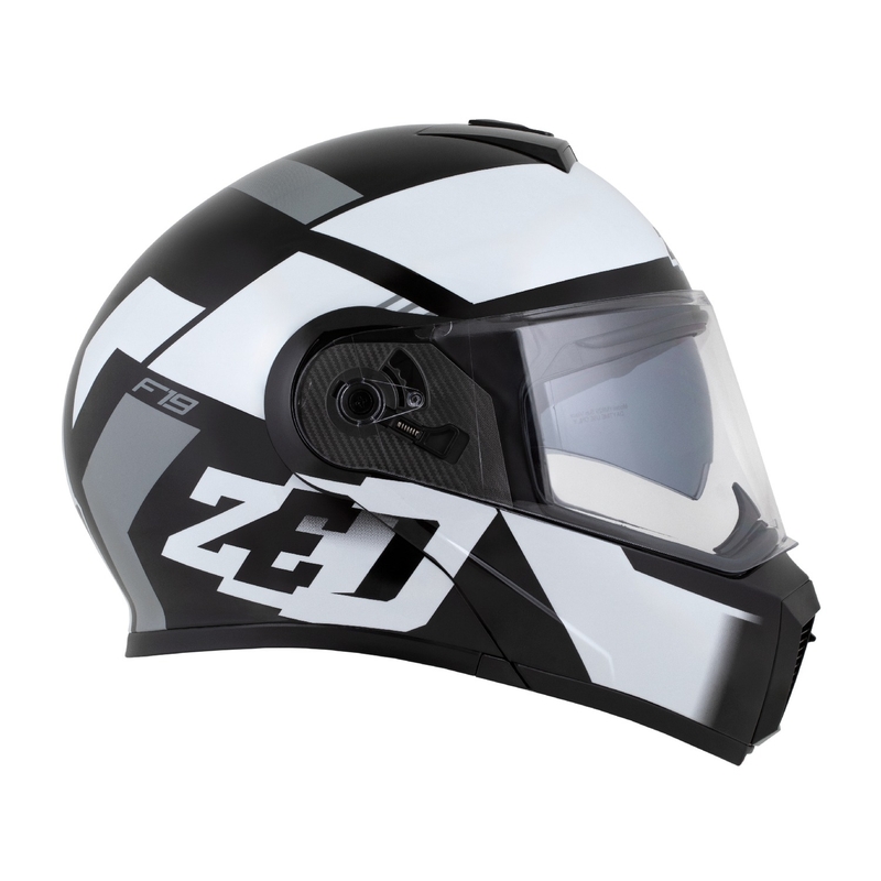 Ümberpööratav mootorratta kiiver ZED F19 must-valge-hall