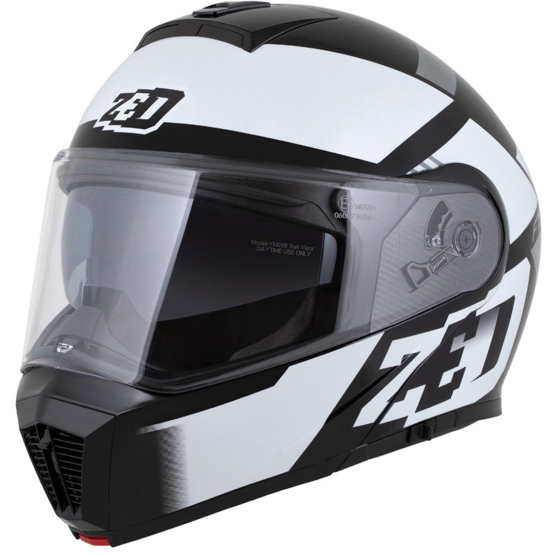 Ümberpööratav mootorratta kiiver ZED F19 must-valge-hall