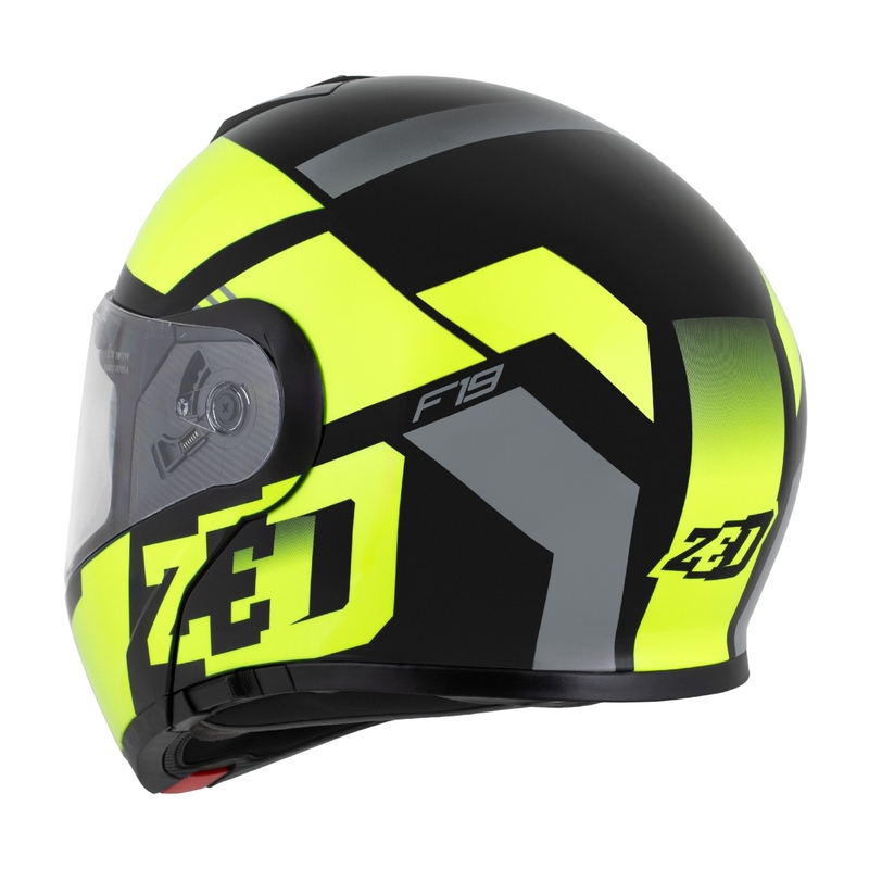 Ümberpööratav mootorratta kiiver ZED F19 must-fluo kollane