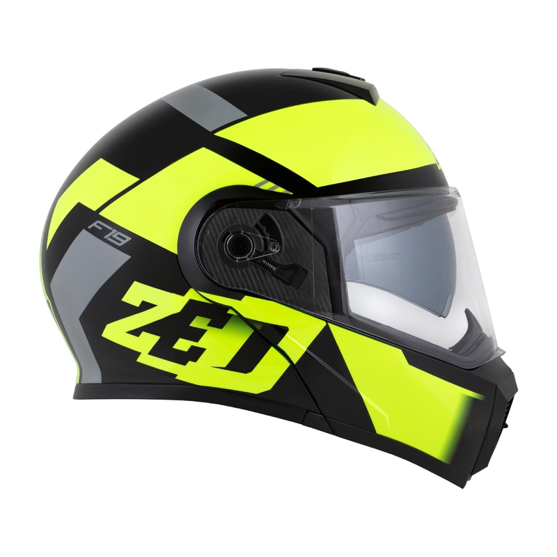 Ümberpööratav mootorratta kiiver ZED F19 must-fluo kollane