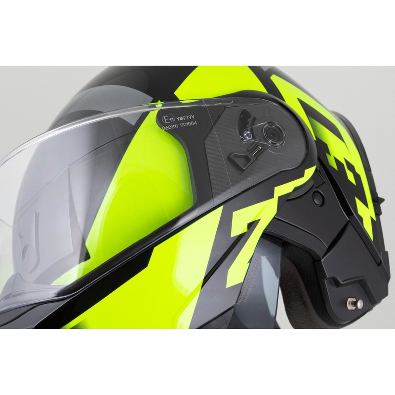 Ümberpööratav mootorratta kiiver ZED F19 must-fluo kollane