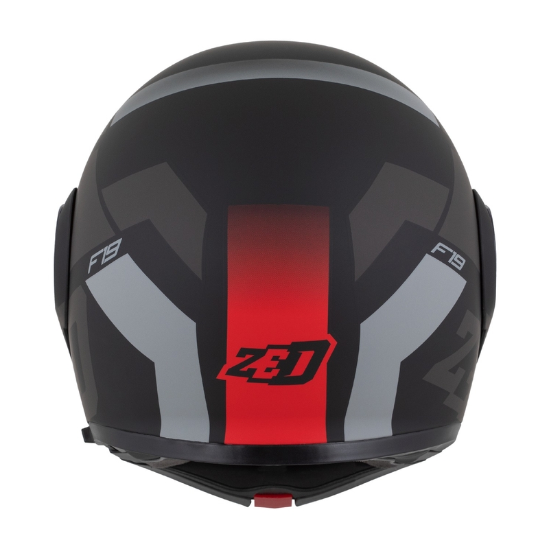 Ümberpööratav mootorratta kiiver ZED F19 matt must-fluo punane-hall