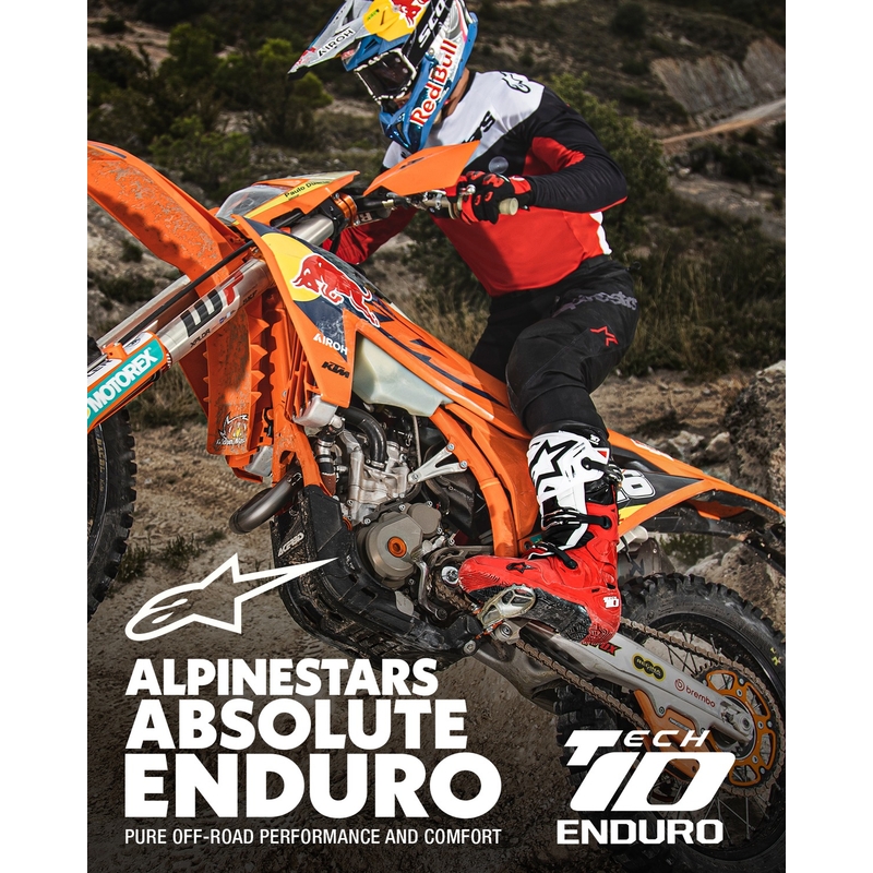 Alpinestars Tech 10 Enduro punane-must-valge mootorratta saapad