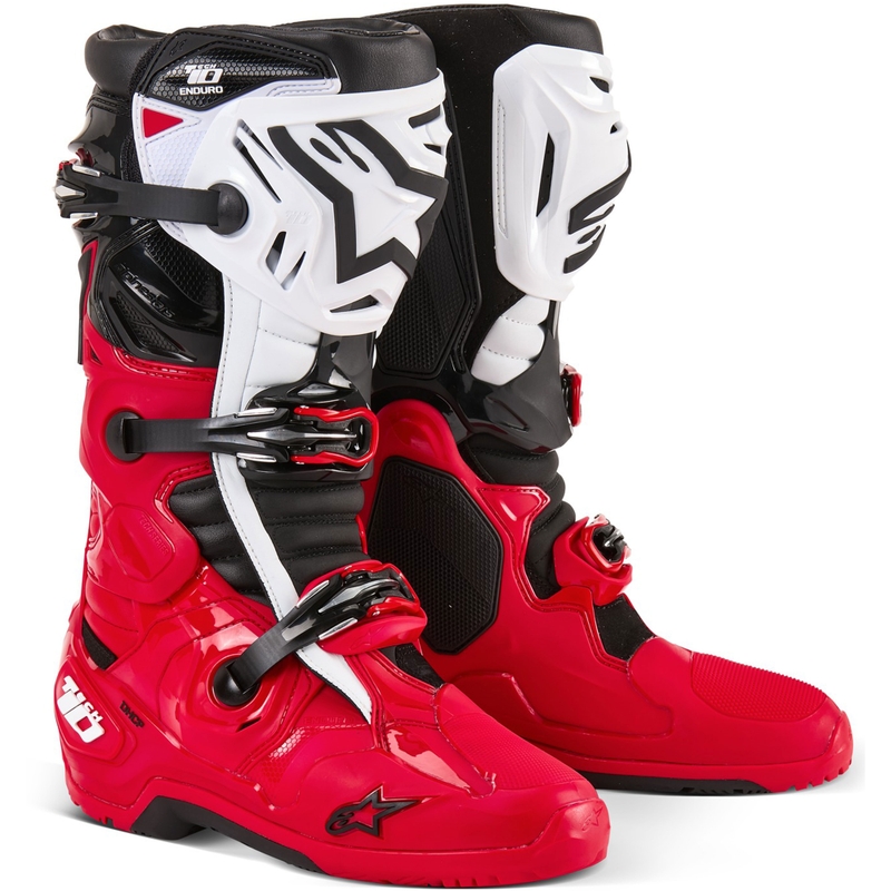 Alpinestars Tech 10 Enduro punane-must-valge mootorratta saapad