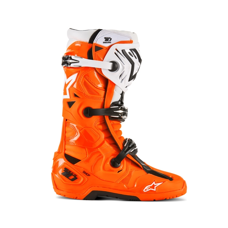 Alpinestars Tech 10 Enduro fluo oranž-must-valge mootorratta saapad