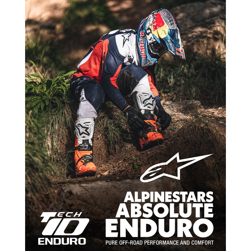 Alpinestars Tech 10 Enduro fluo oranž-must-valge mootorratta saapad