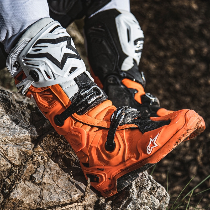 Alpinestars Tech 10 Enduro fluo oranž-must-valge mootorratta saapad