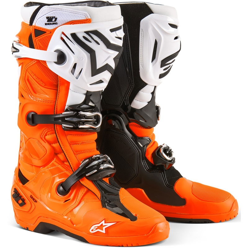 Alpinestars Tech 10 Enduro fluo oranž-must-valge mootorratta saapad