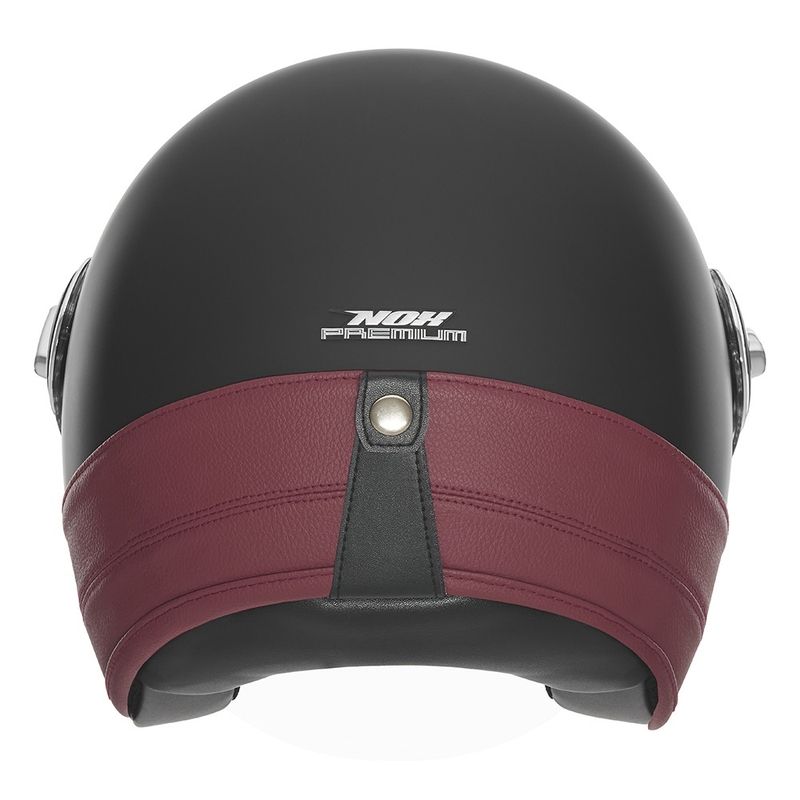 Avatud mootorratta kiiver NOX PREMIUM Heritage matt must punase nahaga