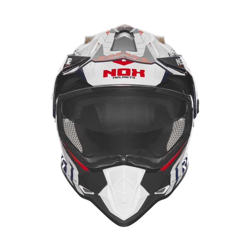 Enduro mootorratta kiiver NOX N312 Vapor valge-must-sinine
