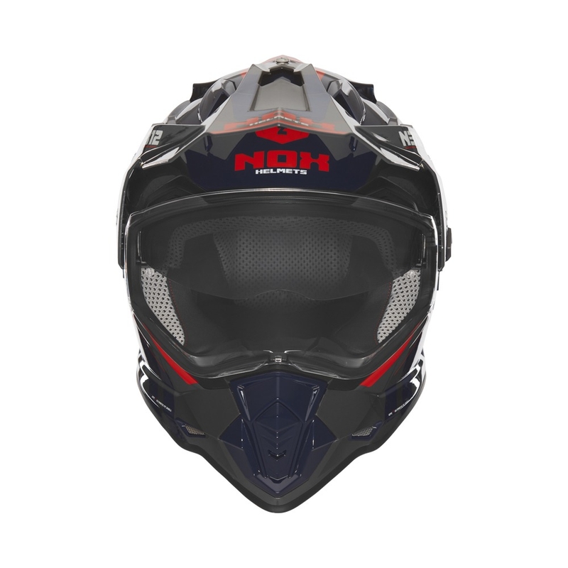 Enduro mootorratta kiiver NOX N312 Vapor must-sinine-punane