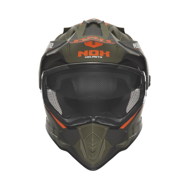 Enduro helma na motorku NOX N312 Vapor matná khaki-oranžová