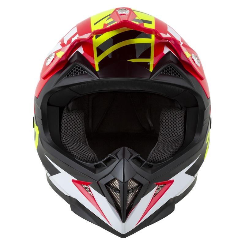 Motokrossikiiver mootorratta ZED X1.9 Targa punane-fluo kollane-must-valge