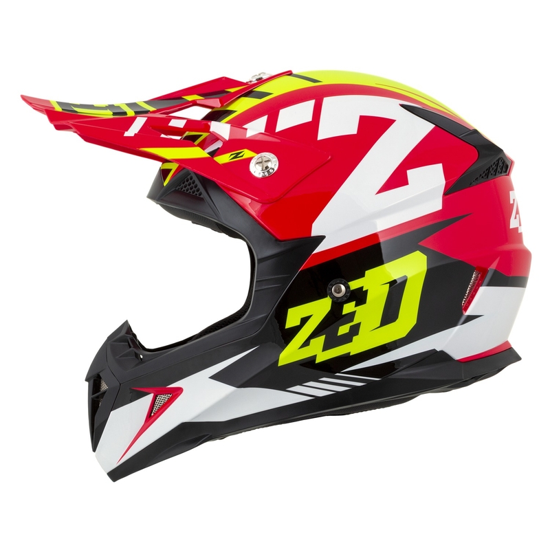 Motokrossikiiver mootorratta ZED X1.9 Targa punane-fluo kollane-must-valge