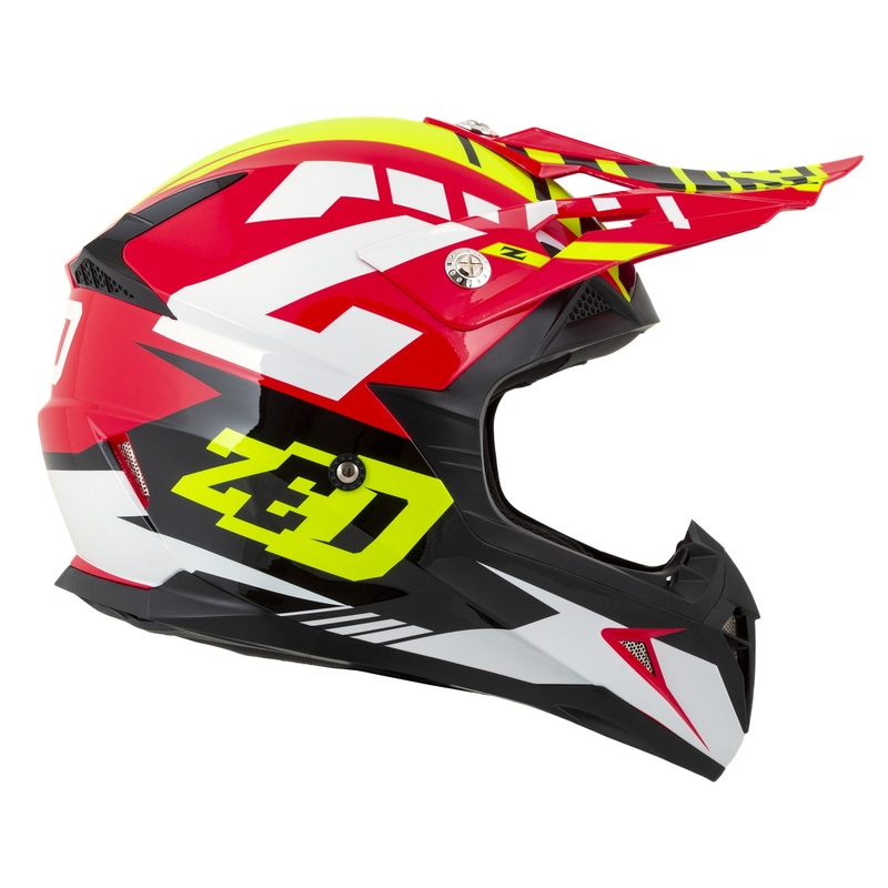 Motokrossikiiver mootorratta ZED X1.9 Targa punane-fluo kollane-must-valge
