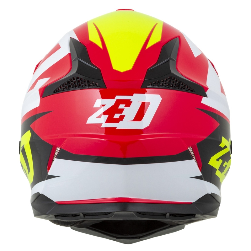 Motokrossikiiver mootorratta ZED X1.9 Targa punane-fluo kollane-must-valge