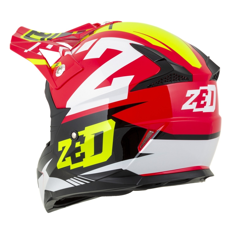 Motokrossikiiver mootorratta ZED X1.9 Targa punane-fluo kollane-must-valge