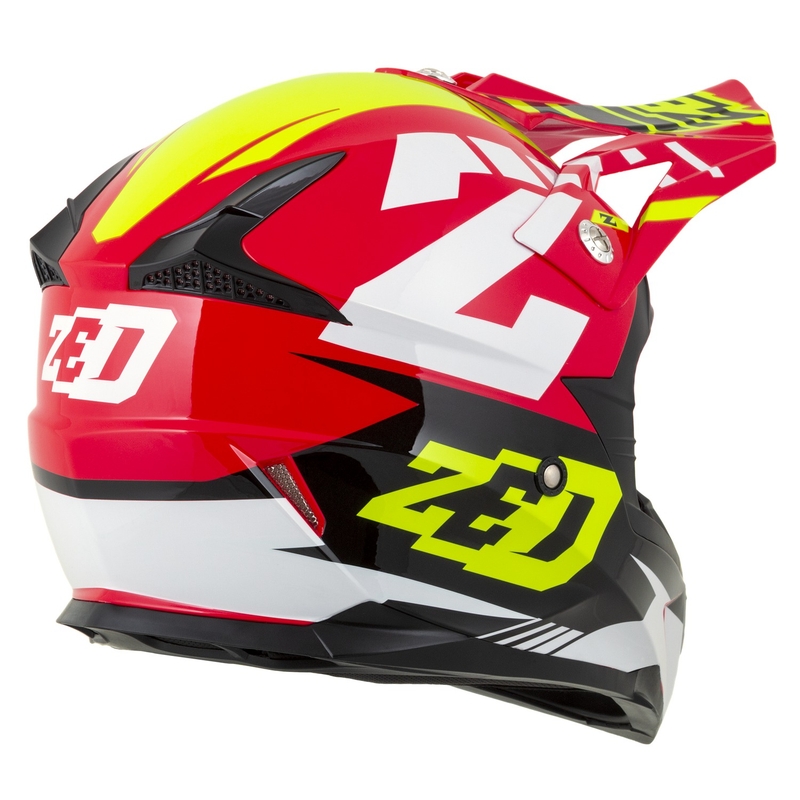 Motokrossikiiver mootorratta ZED X1.9 Targa punane-fluo kollane-must-valge