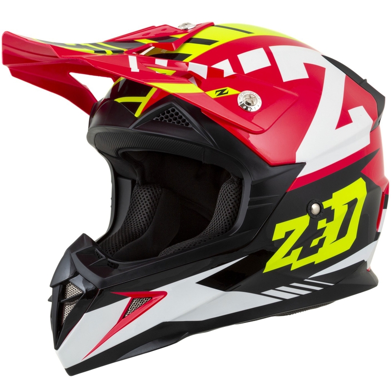 Motokrossikiiver mootorratta ZED X1.9 Targa punane-fluo kollane-must-valge