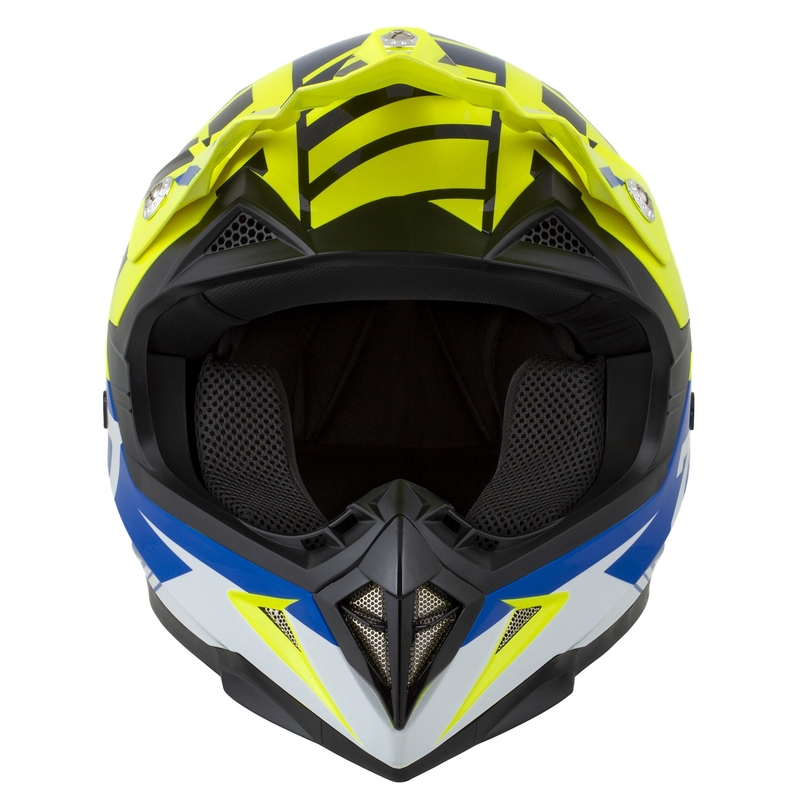 Motokross kiiver mootorratta ZED X1.9 Targa fluo kollane-sinine-must-valge