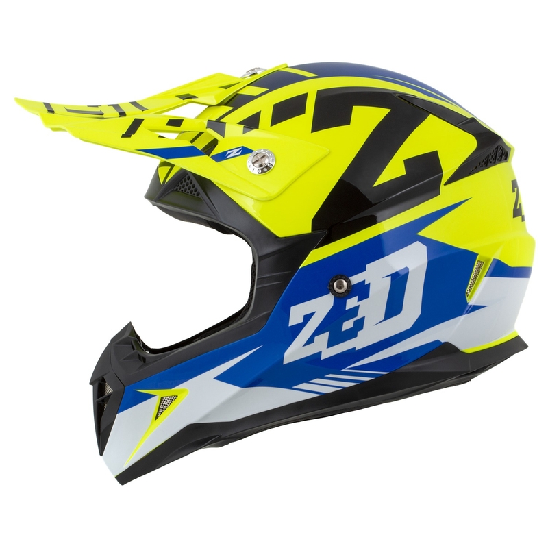 Motokross kiiver mootorratta ZED X1.9 Targa fluo kollane-sinine-must-valge