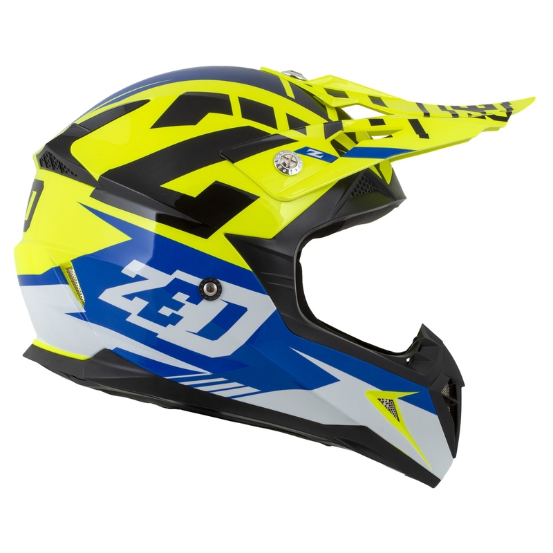 Motokross kiiver mootorratta ZED X1.9 Targa fluo kollane-sinine-must-valge