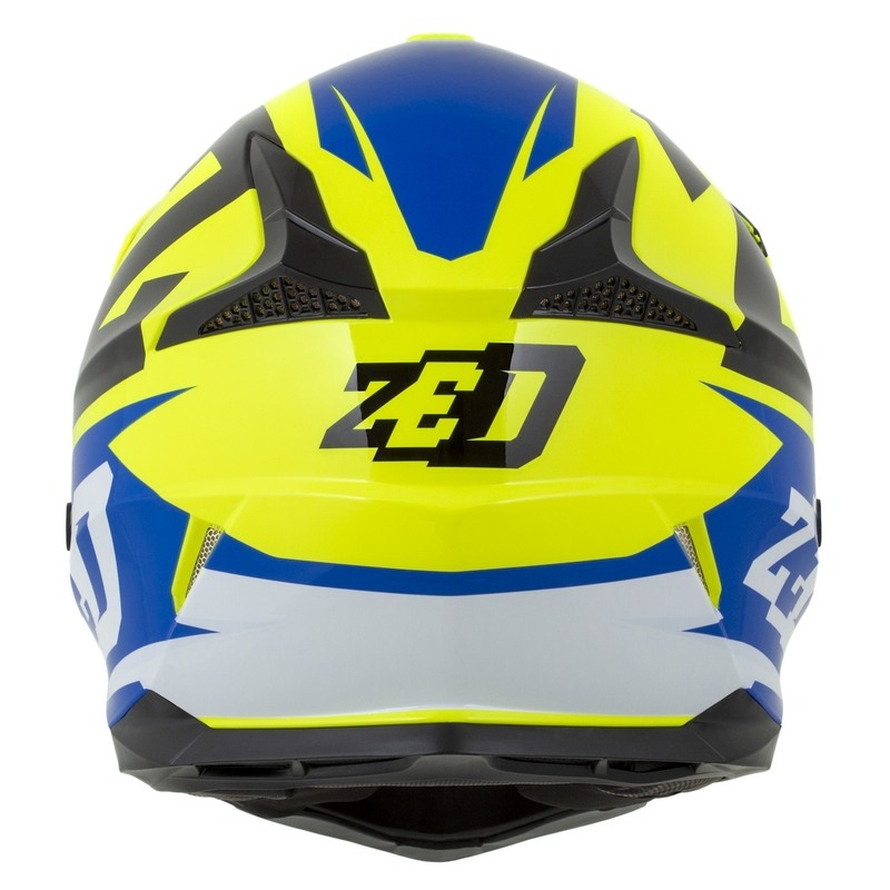 Motokross kiiver mootorratta ZED X1.9 Targa fluo kollane-sinine-must-valge
