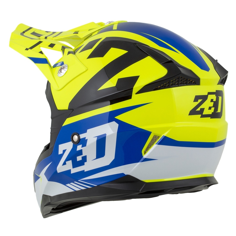 Motokross kiiver mootorratta ZED X1.9 Targa fluo kollane-sinine-must-valge