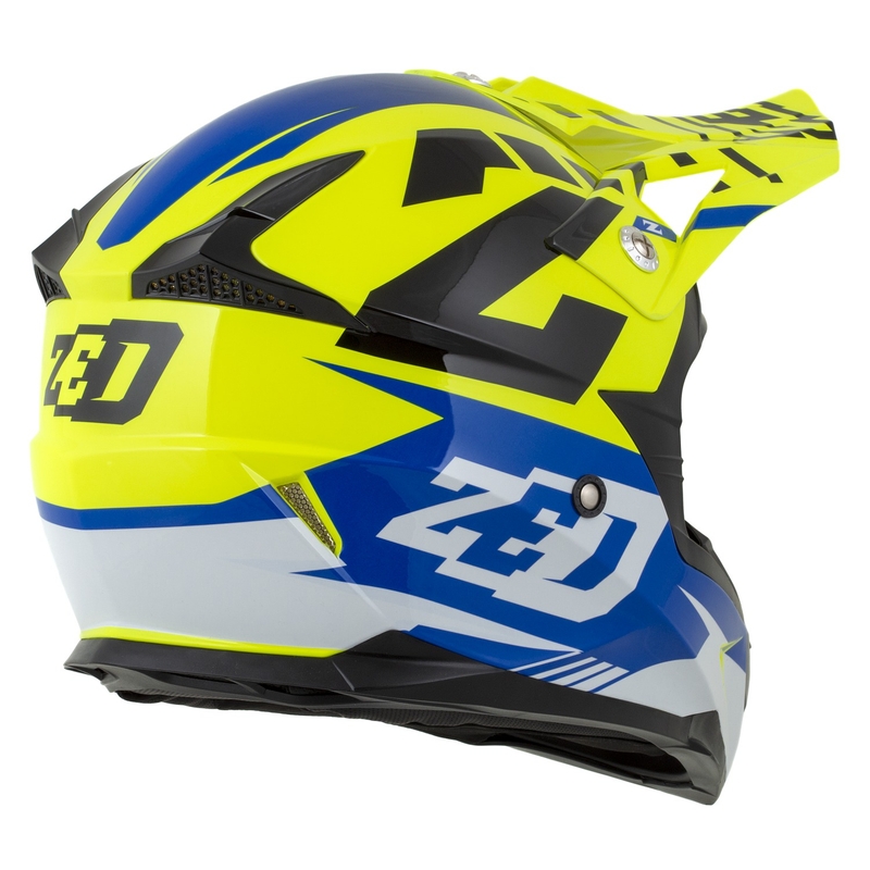 Motokross kiiver mootorratta ZED X1.9 Targa fluo kollane-sinine-must-valge