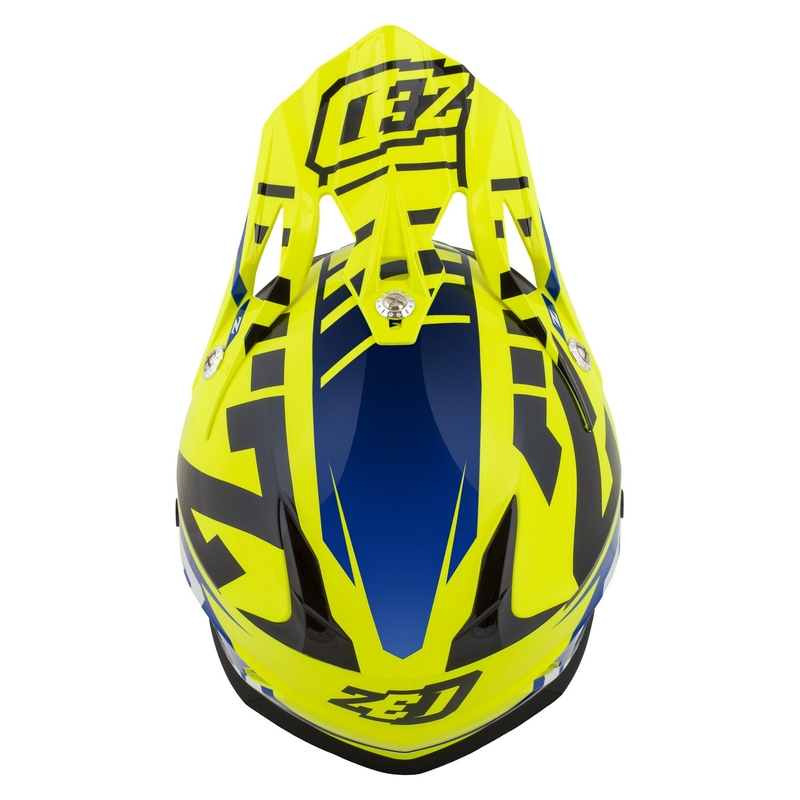 Motokross kiiver mootorratta ZED X1.9 Targa fluo kollane-sinine-must-valge