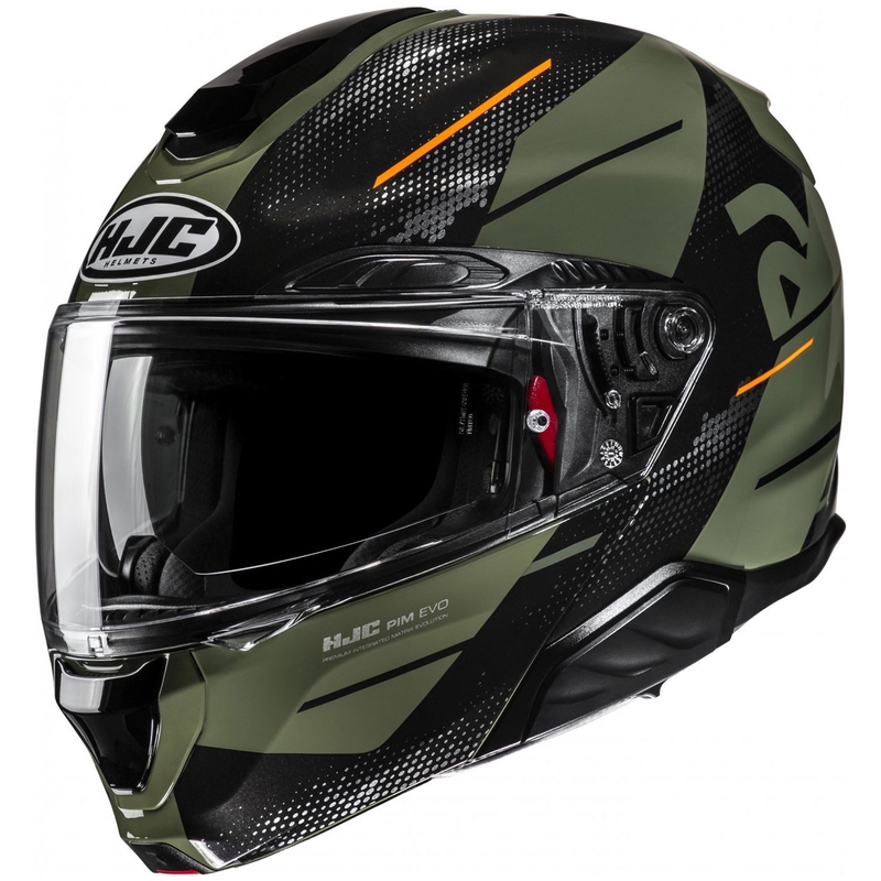Kokkupandav mootorratta kiiver HJC RPHA 91 Blat MC7 khaki roheline-must
