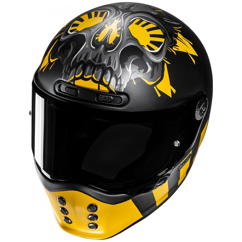 Integreeritud mootorratta kiiver HJC V10 Crania MC3SF must-kollane