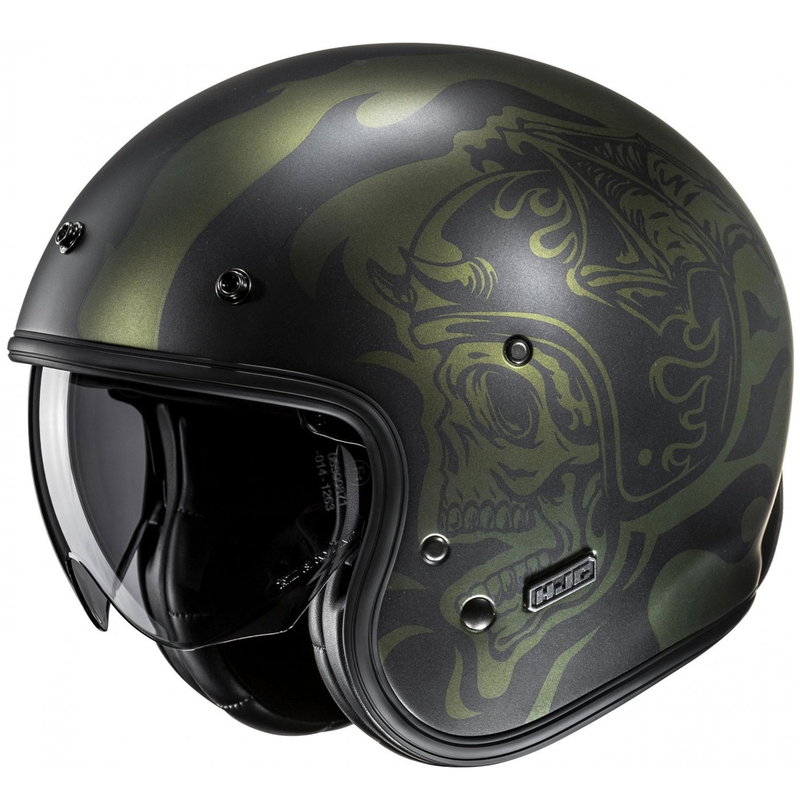 Avatud mootorratta kiiver HJC V31 Flame MC4SF must-roheline
